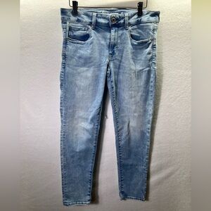 American Eagle Super Stretch Skinny Jeans Womens 8 Short Blue Denim Comfy 2216